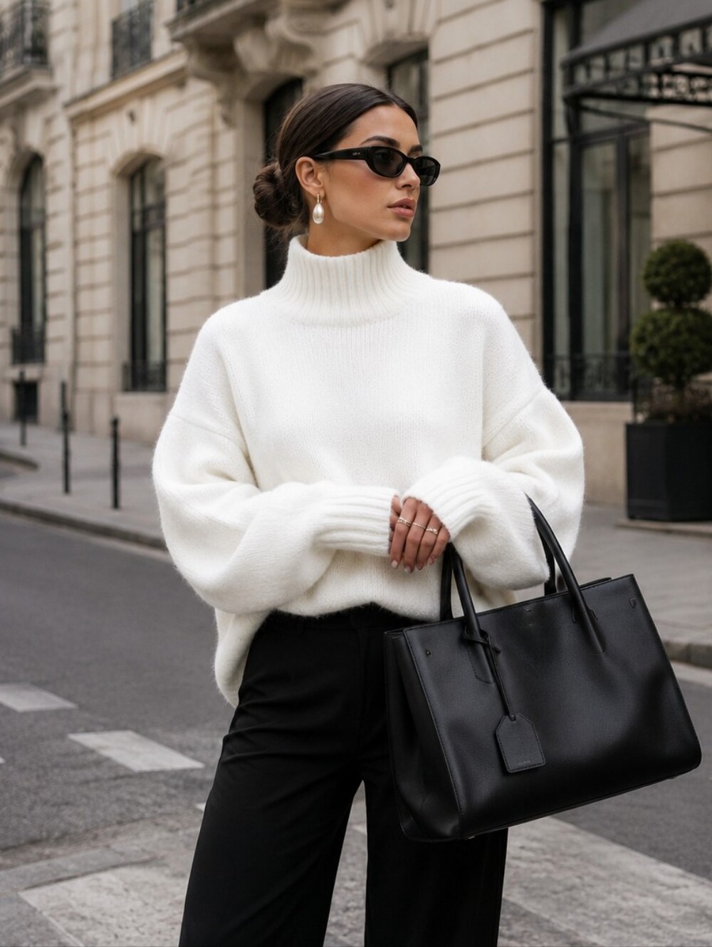 MaxMara Sweater Cozy White Turtleneck Oversized